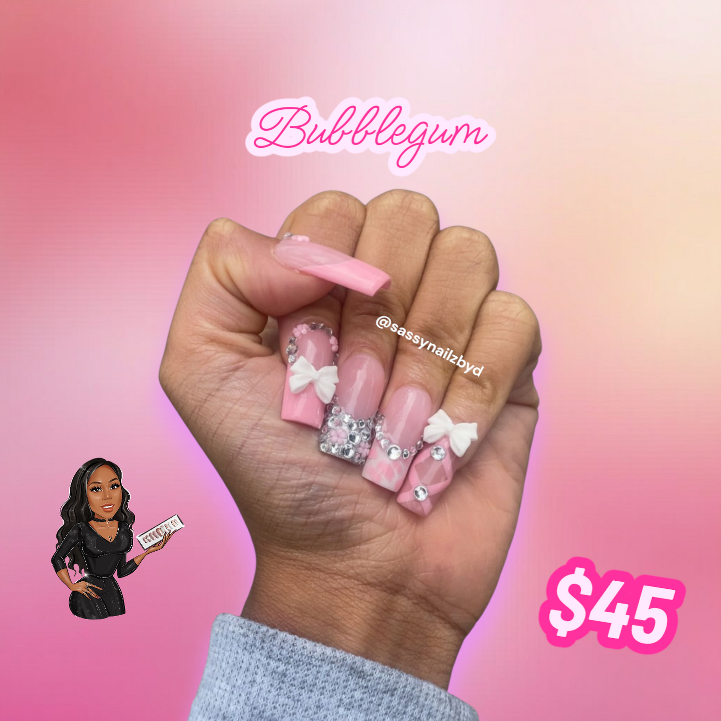 Bubblegum Junk French Nails