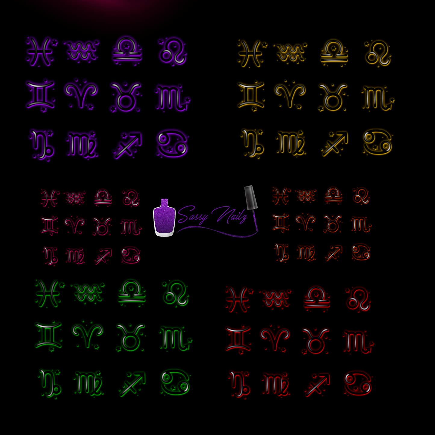 Airbrush Zodiac Nail Decals