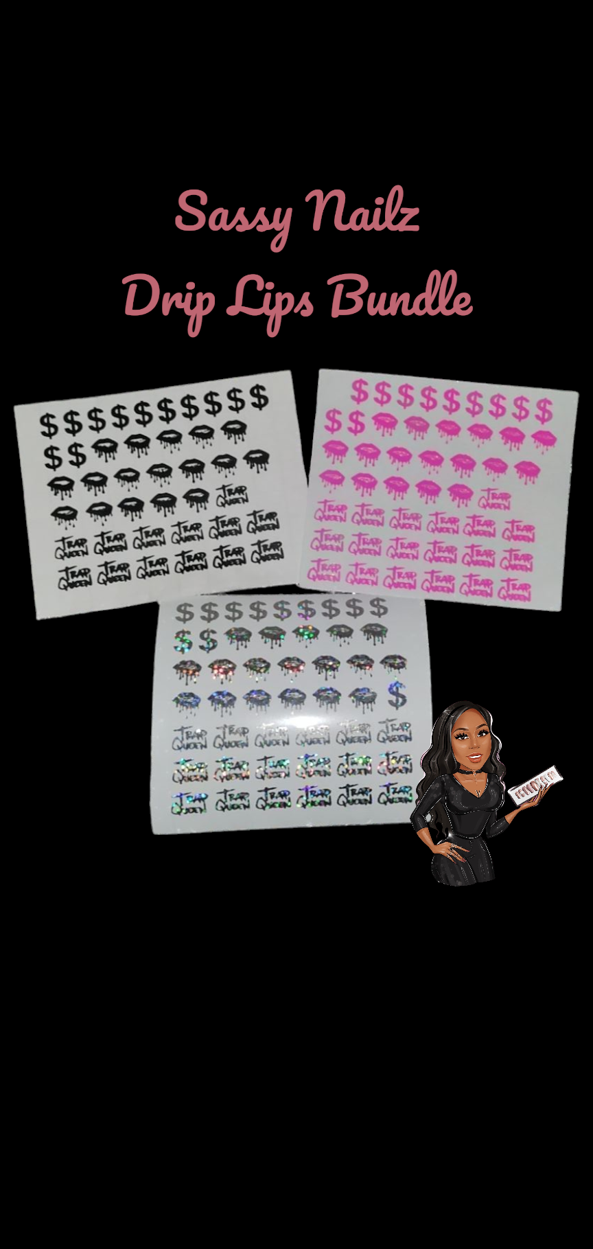 Drip Lips Stickers Bundle ( Nail Art Supplies)