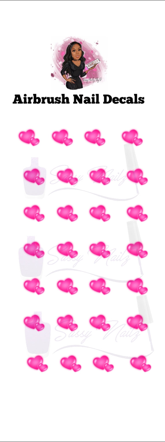 Airbrush Double Hearts Nail Decals