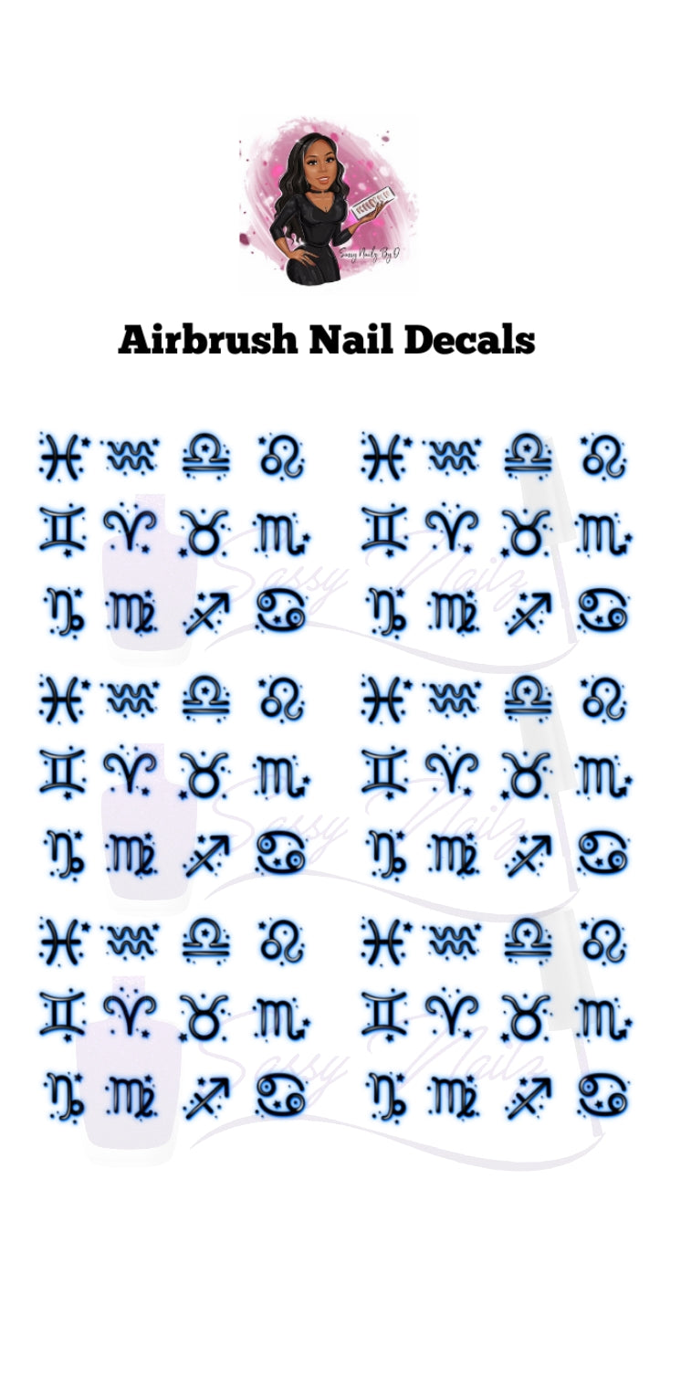 Airbrush Zodiac Nail Decals