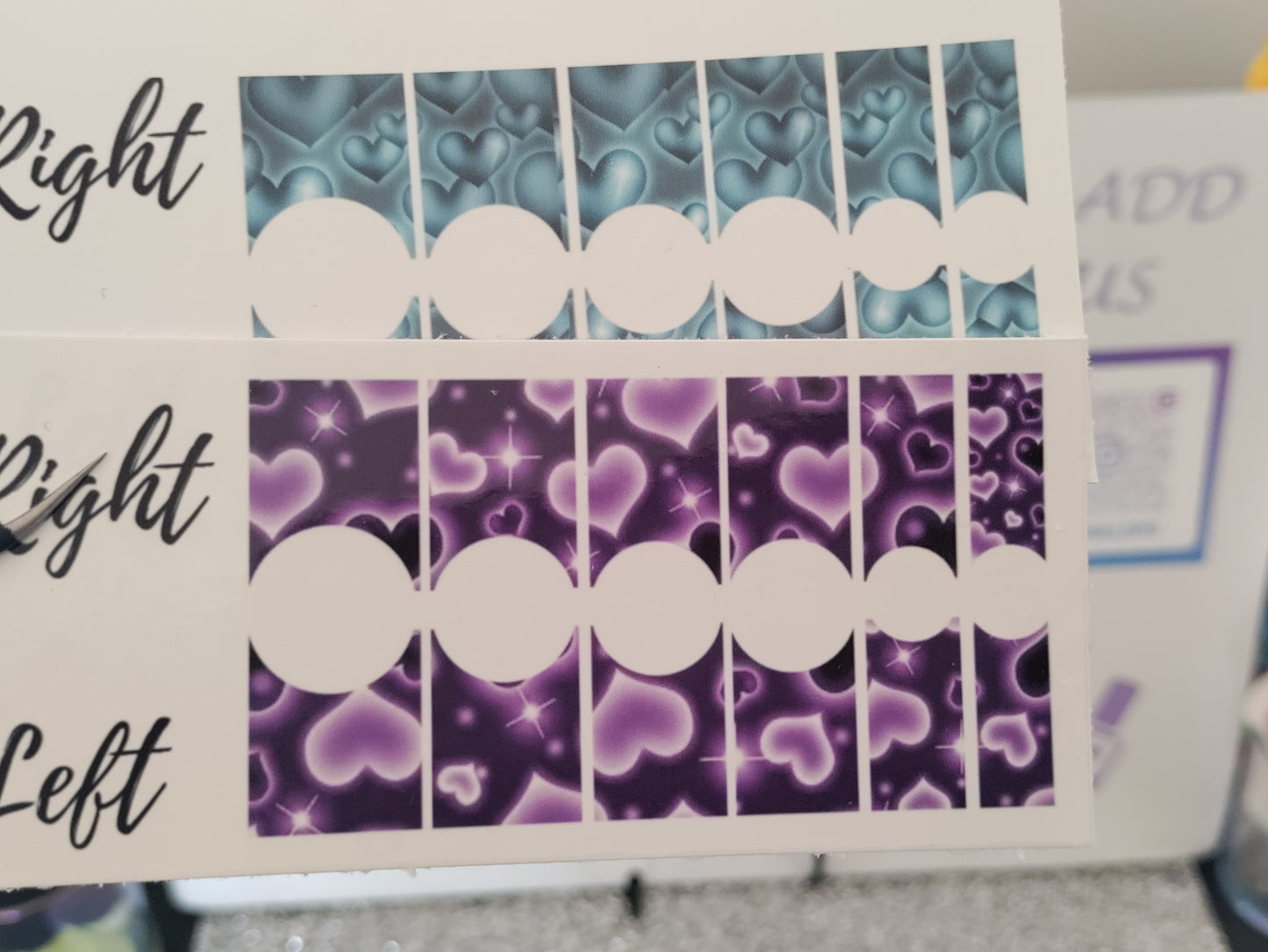French Airbrush hearts nail decals