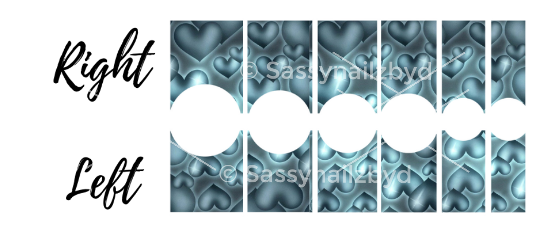 French Airbrush hearts nail decals