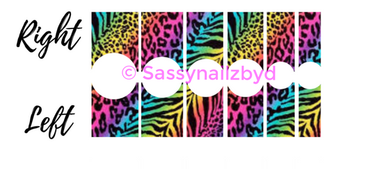French neon animal print nail decals